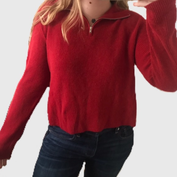 red sweater with zipper